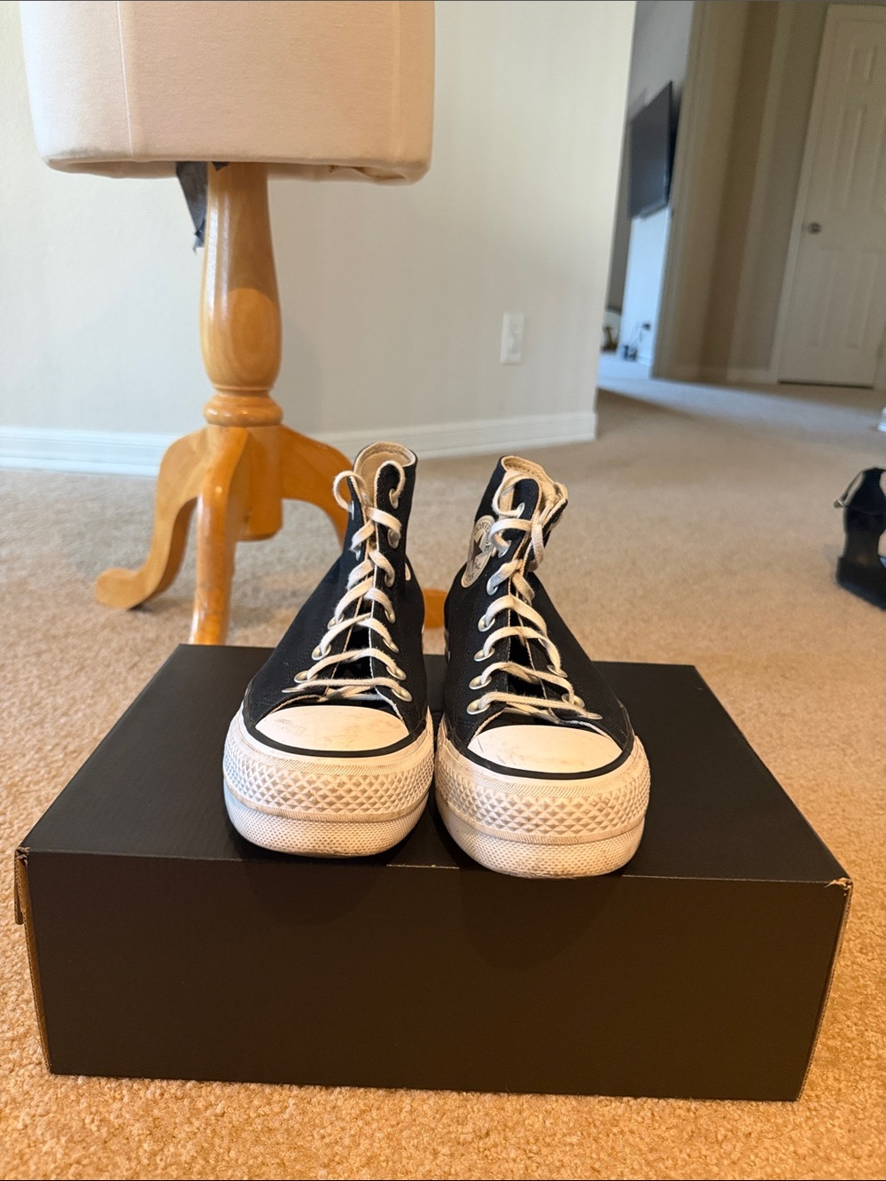 Black High-Top Canvas Sneakers with White Soles